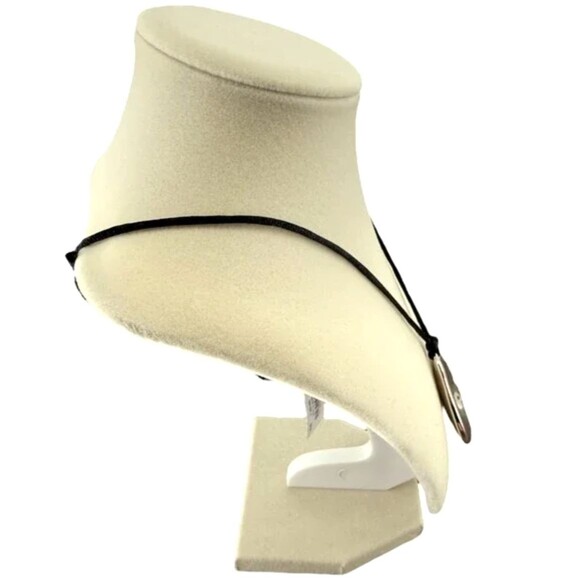 J. Jill Sculpted Oval Pendant Necklace Silver Cluster Rhinestones Adjustable NWT - Picture 7 of 11